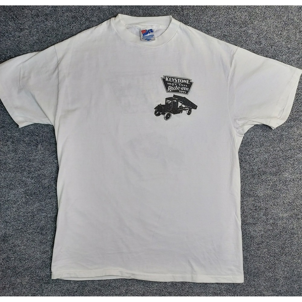Vintage Single Stitch Keystone Ride-em Toys T-shirt Boston Mens Large White EUC